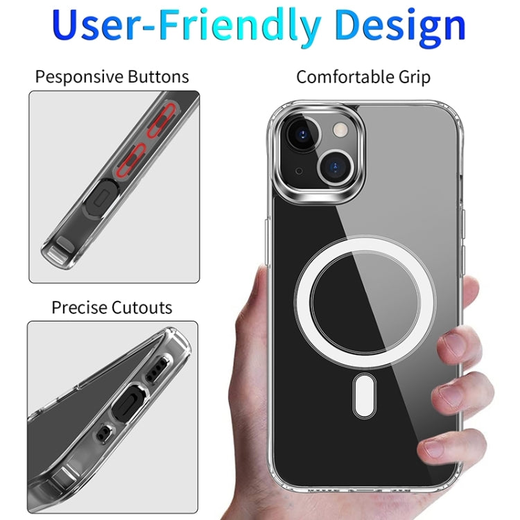 For iPhone 15 Plus MagSafe Magnetic Four Corner Airbags Phone Case(Transparent)