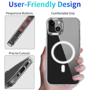 For iPhone 15 Plus MagSafe Magnetic Four Corner Airbags Phone Case(Transparent)