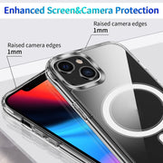 For iPhone 15 Plus MagSafe Magnetic Four Corner Airbags Phone Case(Transparent)