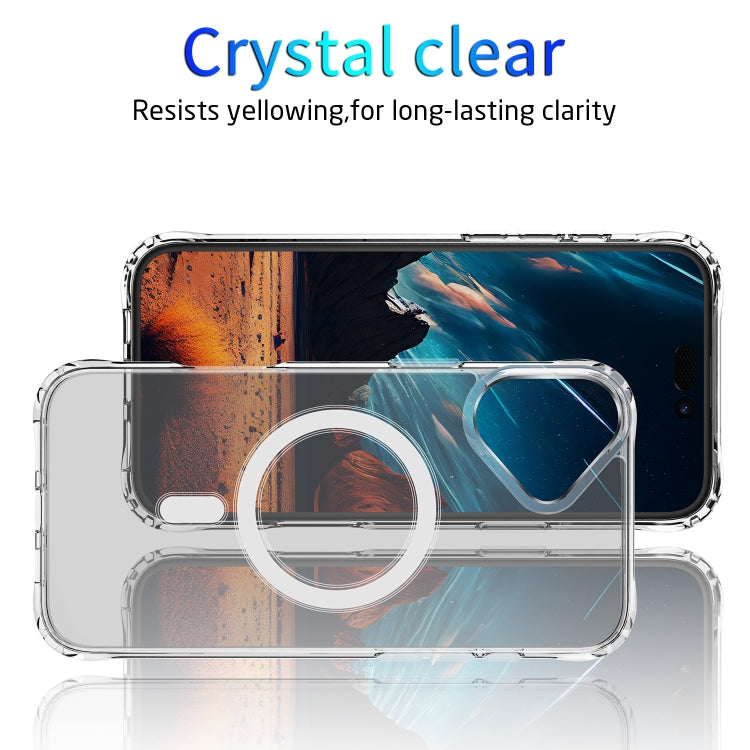 For iPhone 16 Plus Four Corner Airbags MagSafe Magnetic Phone Case(Transparent)