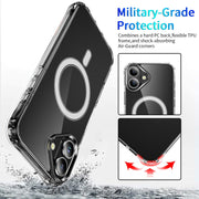 For iPhone 16 Plus Four Corner Airbags MagSafe Magnetic Phone Case(Transparent)