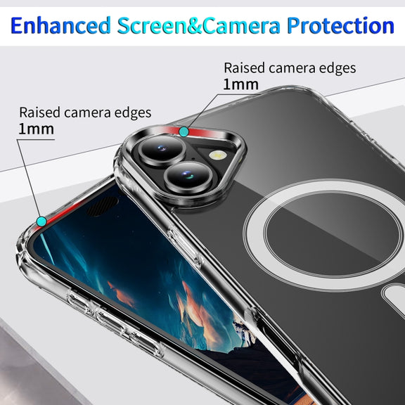For iPhone 16 Plus Four Corner Airbags MagSafe Magnetic Phone Case(Transparent)