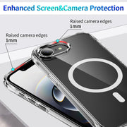 For iPhone 16e Four Corner Airbags MagSafe Magnetic Phone Case(Transparent)
