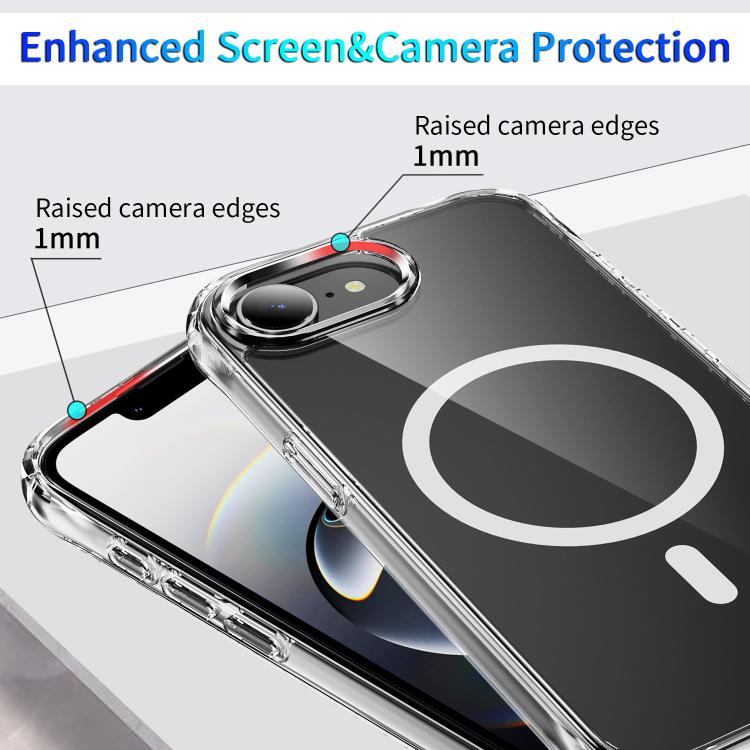 For iPhone 16e Four Corner Airbags MagSafe Magnetic Phone Case(Transparent)
