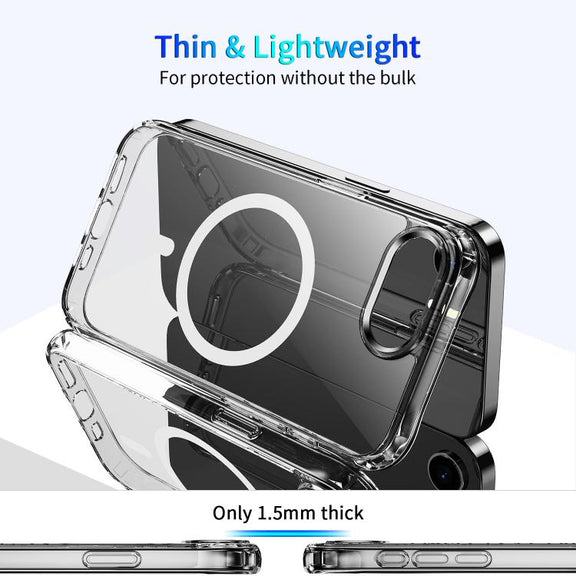 For iPhone 16e Four Corner Airbags MagSafe Magnetic Phone Case(Transparent)