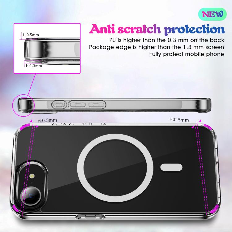 For iPhone 16e MagSafe Clear Acrylic PC +TPU Phone Case(Transparent)