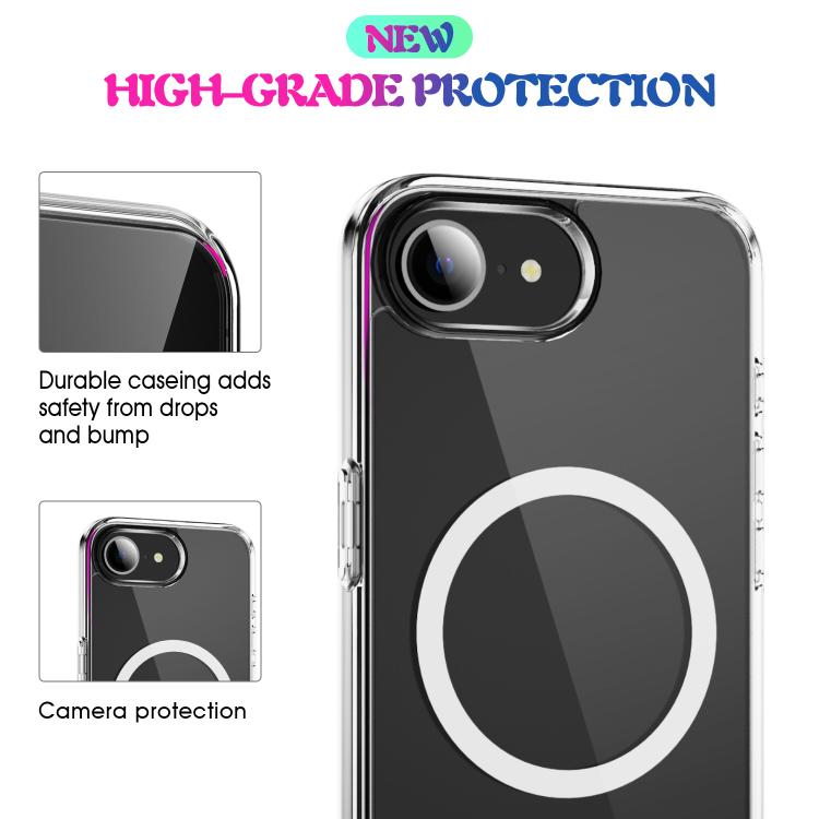 For iPhone 16e MagSafe Clear Acrylic PC +TPU Phone Case(Transparent)