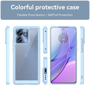 For Motorola Edge 2023 Global Colorful Series Acrylic Hybrid TPU Phone Case(Blue)