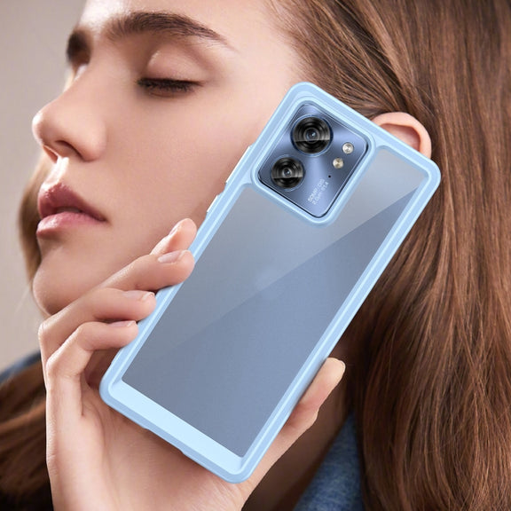 For Motorola Edge 2023 Global Colorful Series Acrylic Hybrid TPU Phone Case(Blue)