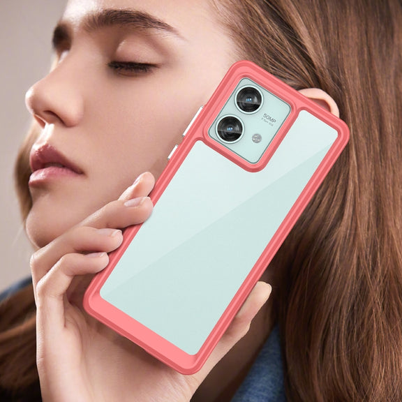 For Motorola Edge 40 Neo Colorful Series Acrylic Hybrid TPU Phone Case(Red)