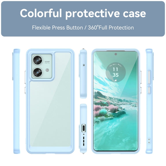 For Motorola Edge 40 Neo Colorful Series Acrylic Hybrid TPU Phone Case(Blue)