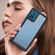 For Motorola Moto G24 Colorful Series Acrylic Hybrid TPU Phone Case(Black)