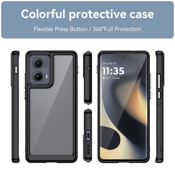 For Motorola Edge 2024 Colorful Series Acrylic Hybrid TPU Phone Case(Black)