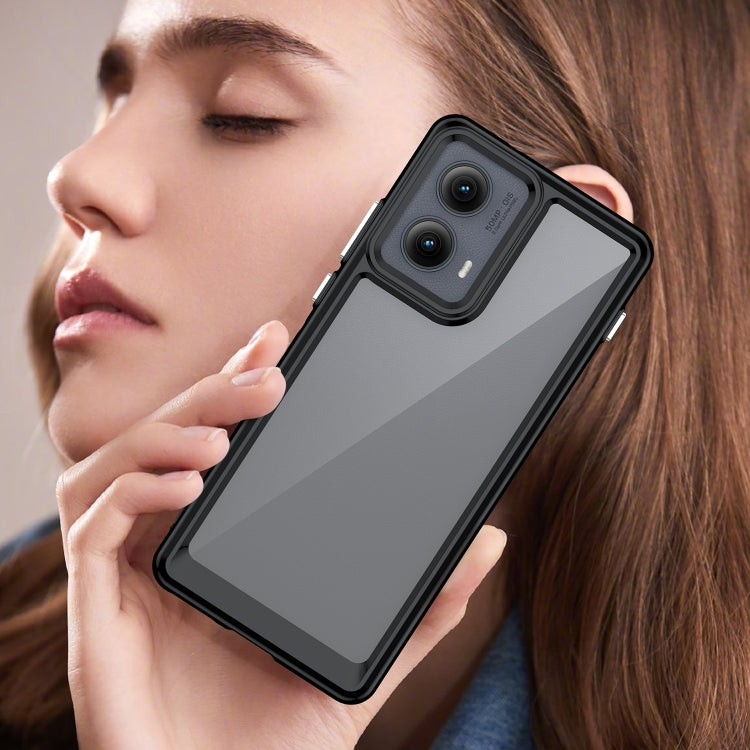 For Motorola Edge 2024 Colorful Series Acrylic Hybrid TPU Phone Case(Black)