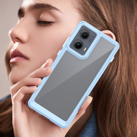 For Motorola Edge 2024 Colorful Series Acrylic Hybrid TPU Phone Case(Blue)
