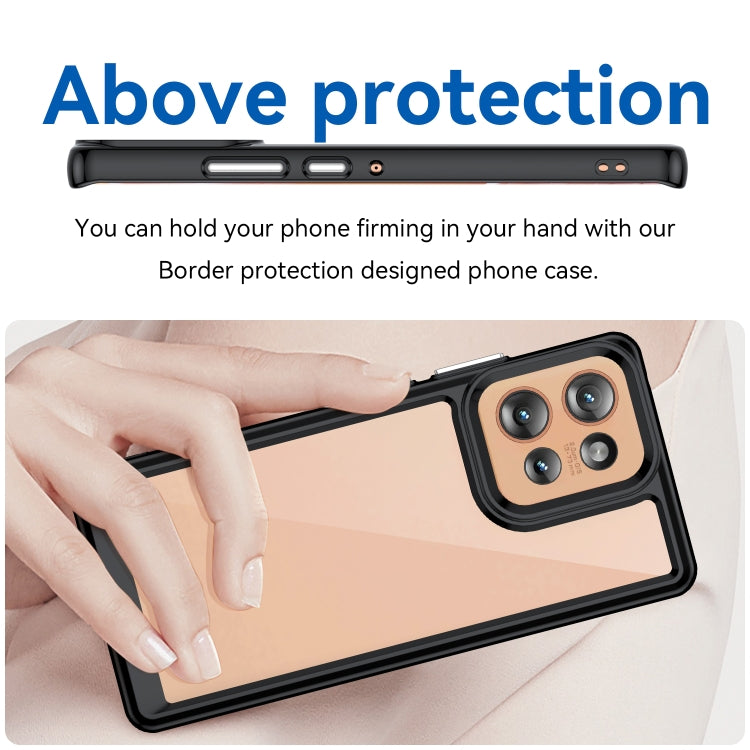 For Motorola Edge 50 Colorful Series Acrylic Hybrid TPU Phone Case(Black)