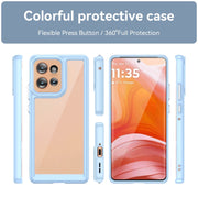 For Motorola Edge 50 Colorful Series Acrylic Hybrid TPU Phone Case(Blue)
