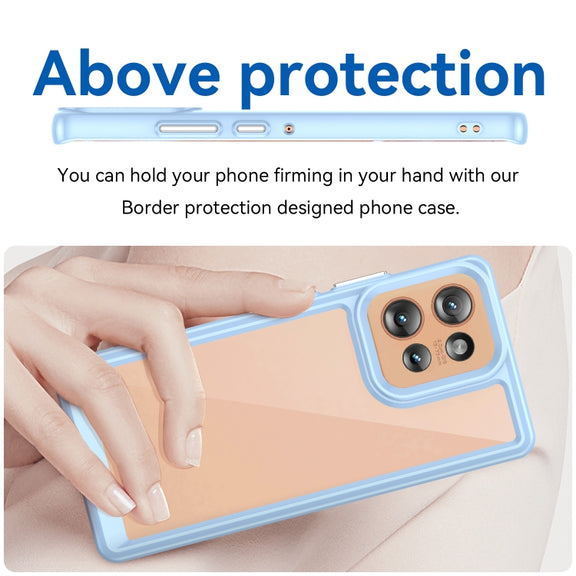 For Motorola Edge 50 Colorful Series Acrylic Hybrid TPU Phone Case(Blue)