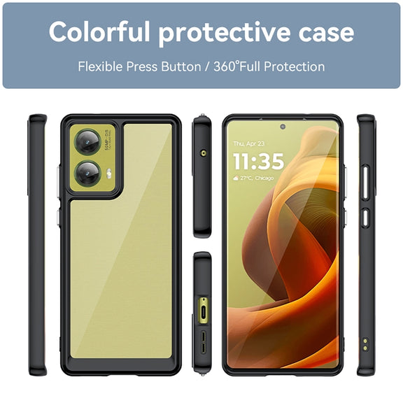 For Motorola S50 Neo Colorful Series Acrylic Hybrid TPU Phone Case(Black)