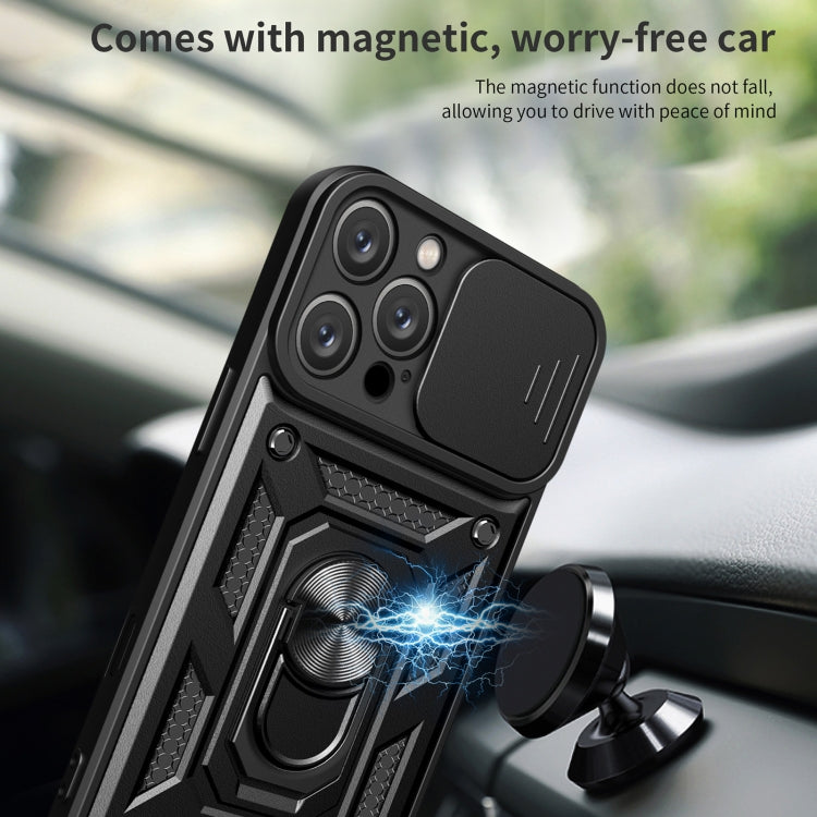For iPhone 16 Pro Max Sliding Camera Cover Design TPU+PC Phone Case(Black)