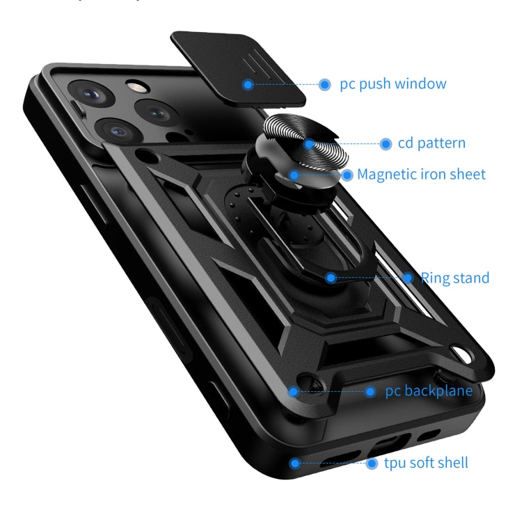 For iPhone 16 Pro Sliding Camera Cover Design TPU+PC Phone Case(Silver)