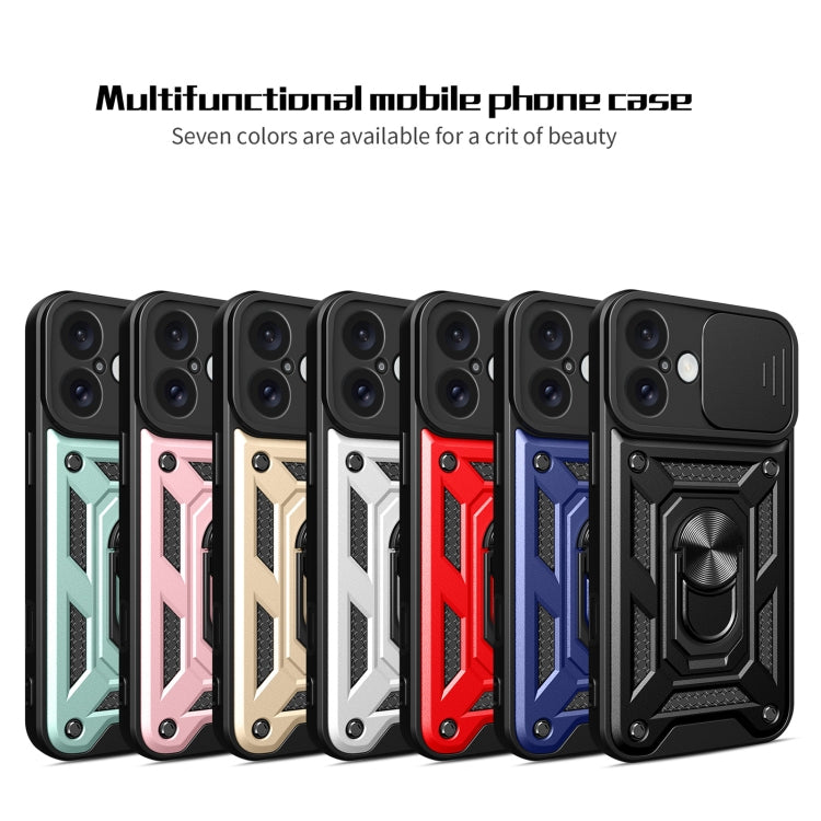 For iPhone 16 Plus Sliding Camera Cover Design TPU+PC Phone Case(Rose Gold)