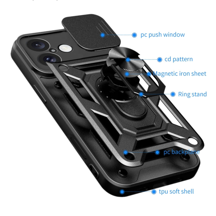 For iPhone 16 Plus Sliding Camera Cover Design TPU+PC Phone Case(Rose Gold)