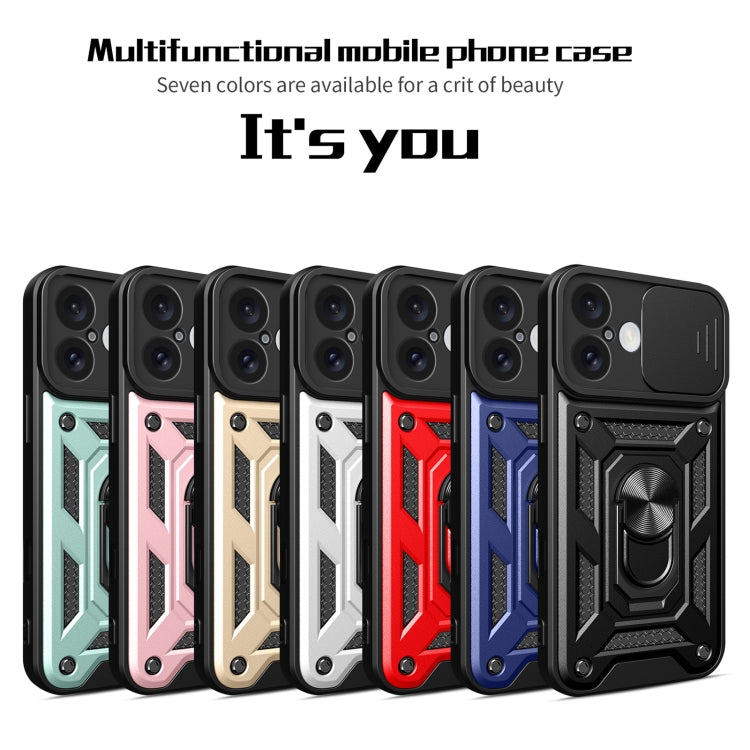 For iPhone 16 Sliding Camera Cover Design TPU+PC Phone Case(Blue)