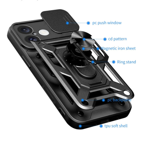For iPhone 16 Sliding Camera Cover Design TPU+PC Phone Case(Silver)