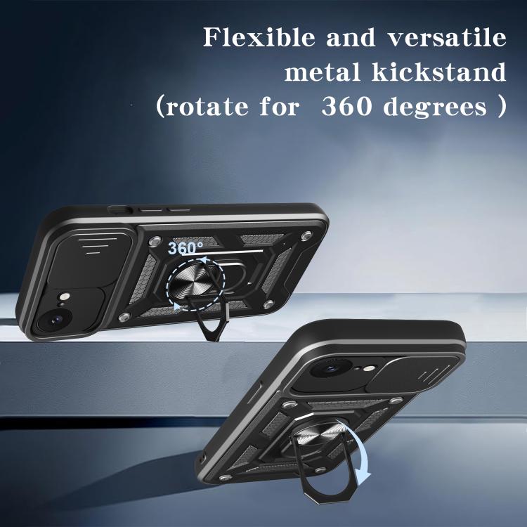 For iPhone 16e Sliding Camera Cover Design TPU+PC Phone Case(Blue)
