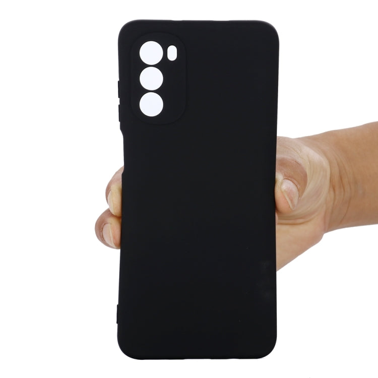 For Motorola Moto G71s 5G Pure Color Liquid Silicone Shockproof Phone Case(Black)