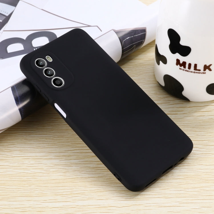 For Motorola Moto G71s 5G Pure Color Liquid Silicone Shockproof Phone Case(Black)