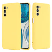 For Motorola Moto G71s 5G Pure Color Liquid Silicone Shockproof Phone Case(Yellow)