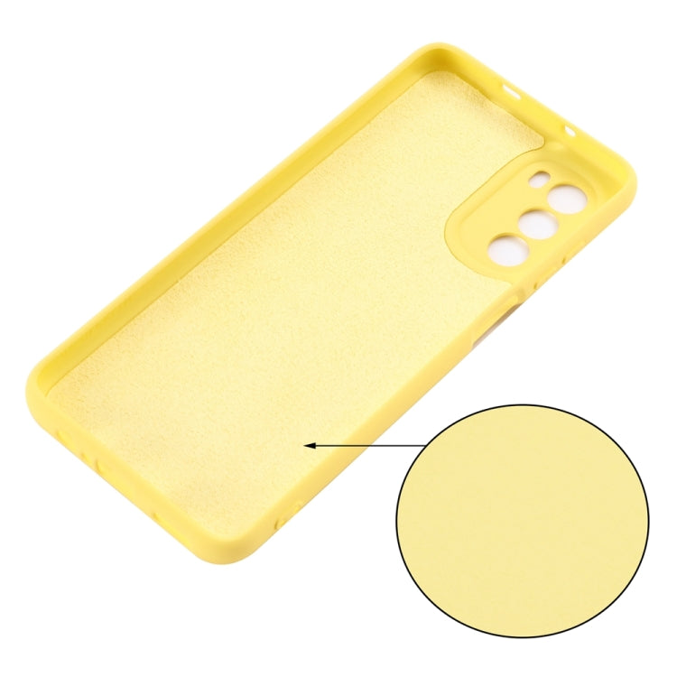 For Motorola Moto G71s 5G Pure Color Liquid Silicone Shockproof Phone Case(Yellow)