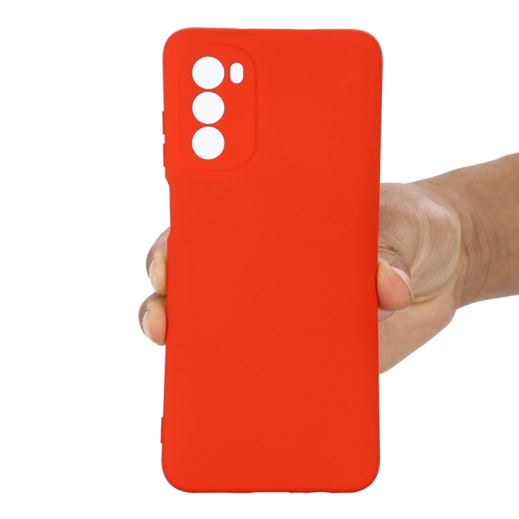 For Motorola Moto G71s 5G Pure Color Liquid Silicone Shockproof Phone Case(Red)