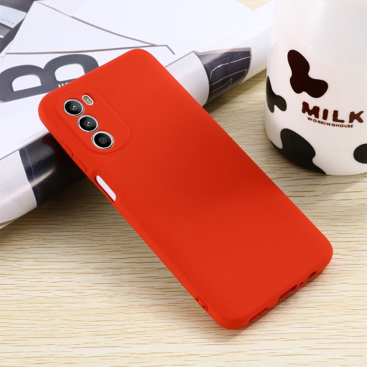 For Motorola Moto G71s 5G Pure Color Liquid Silicone Shockproof Phone Case(Red)