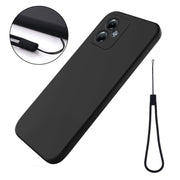 For Motorola Moto G14 Pure Color Liquid Silicone Shockproof Phone Case(Black)
