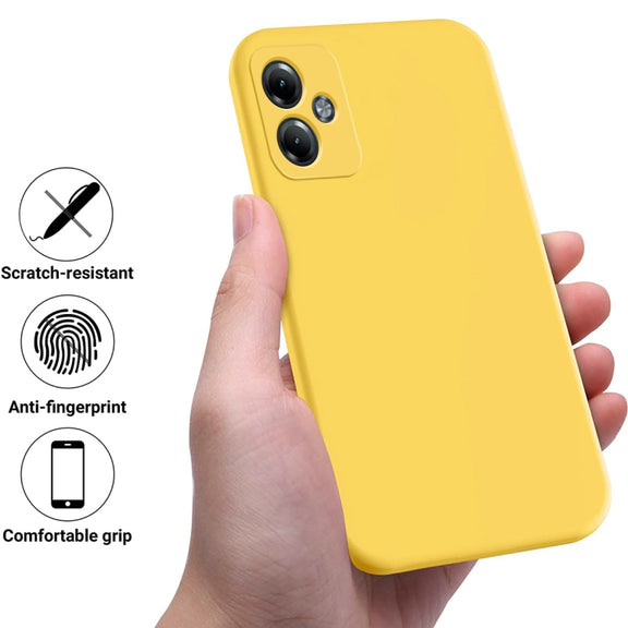 For Motorola Moto G14 Pure Color Liquid Silicone Shockproof Phone Case(Yellow)