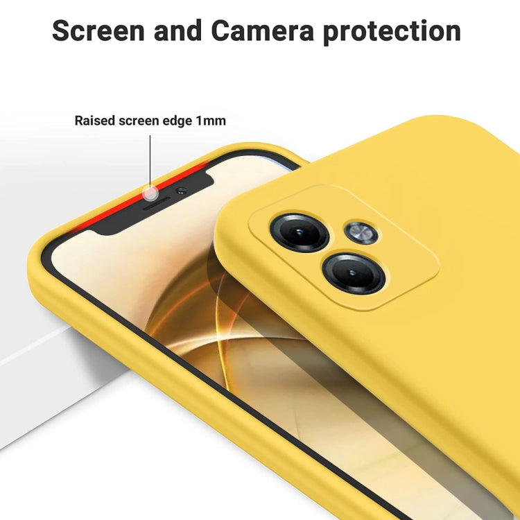 For Motorola Moto G14 Pure Color Liquid Silicone Shockproof Phone Case(Yellow)