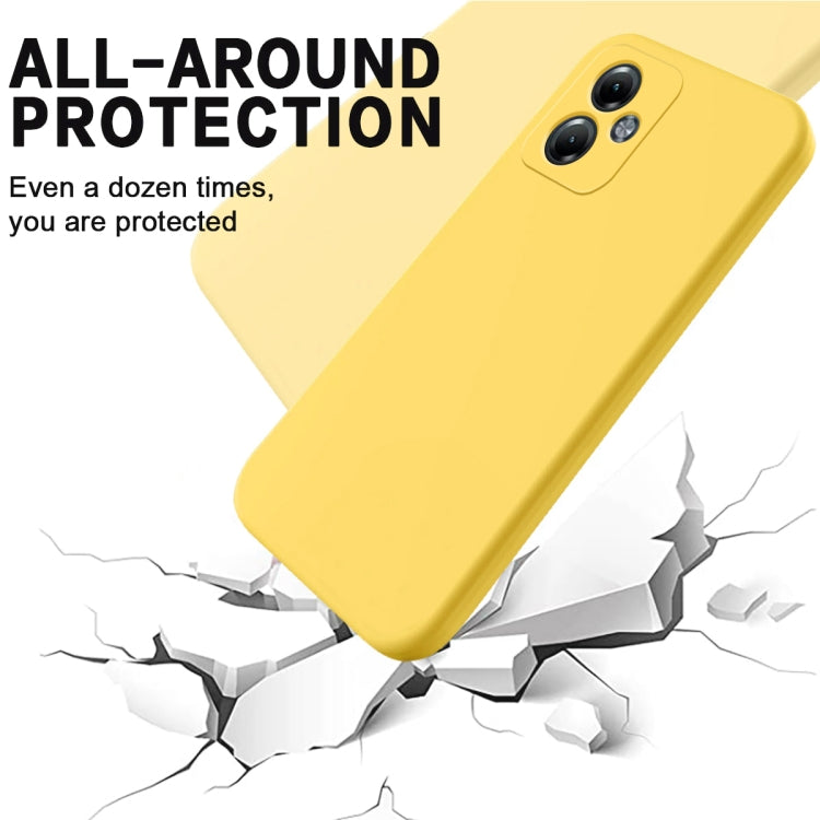 For Motorola Moto G14 Pure Color Liquid Silicone Shockproof Phone Case(Yellow)