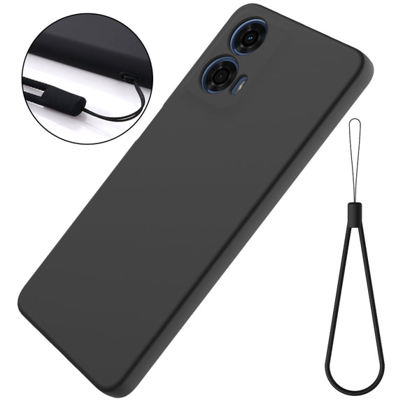 For Motorola Moto G04 / G24 Pure Color Liquid Silicone Shockproof Phone Case(Black)