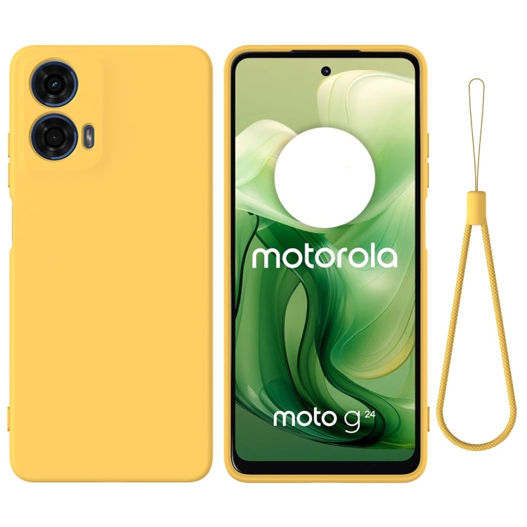 For Motorola Moto G04 / G24 Solid Color Liquid Silicone Dropproof Full Coverage Phone Case(Yellow)
