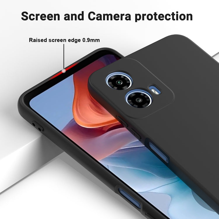 For Motorola Moto G34 Pure Color Liquid Silicone Shockproof Phone Case(Black)