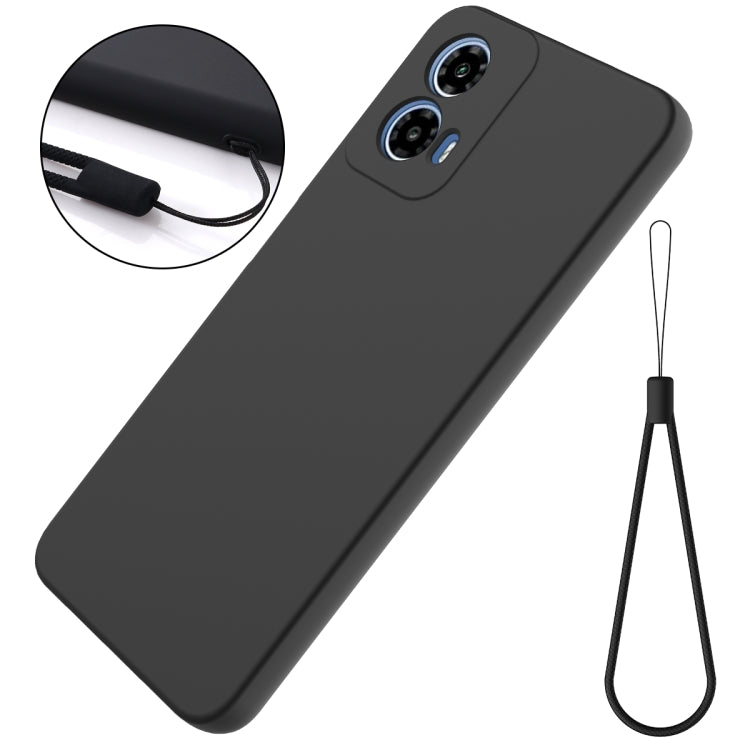 For Motorola Moto G34 Pure Color Liquid Silicone Shockproof Phone Case(Black)
