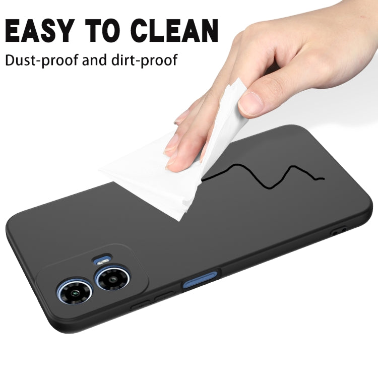 For Motorola Moto G34 Pure Color Liquid Silicone Shockproof Phone Case(Black)