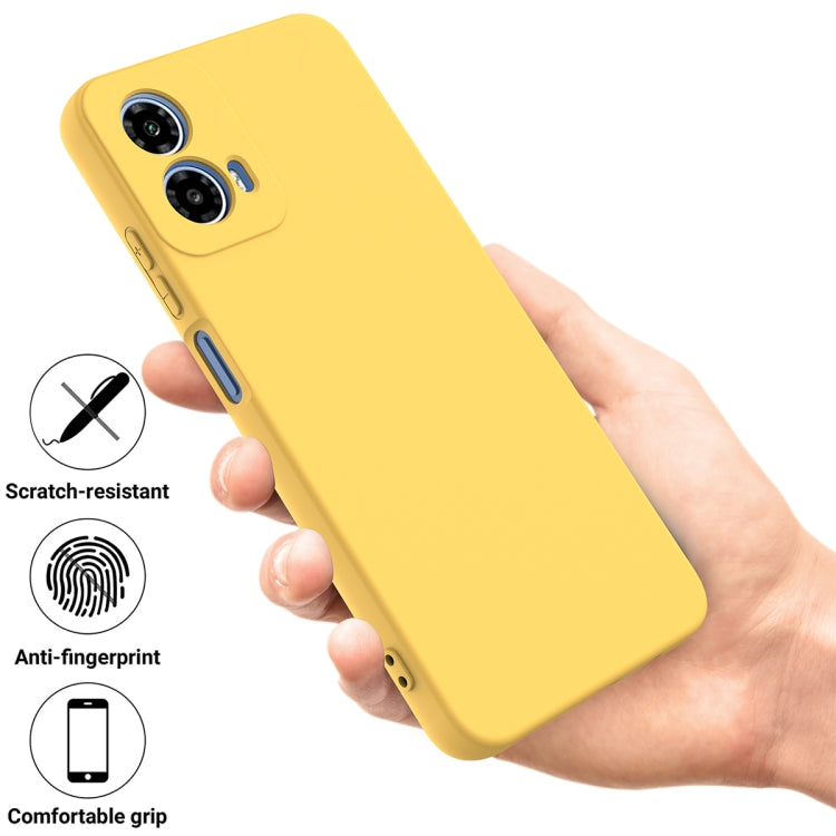 For Motorola Moto G34 Solid Color Liquid Silicone Dropproof Full Coverage Phone Case(Yellow)