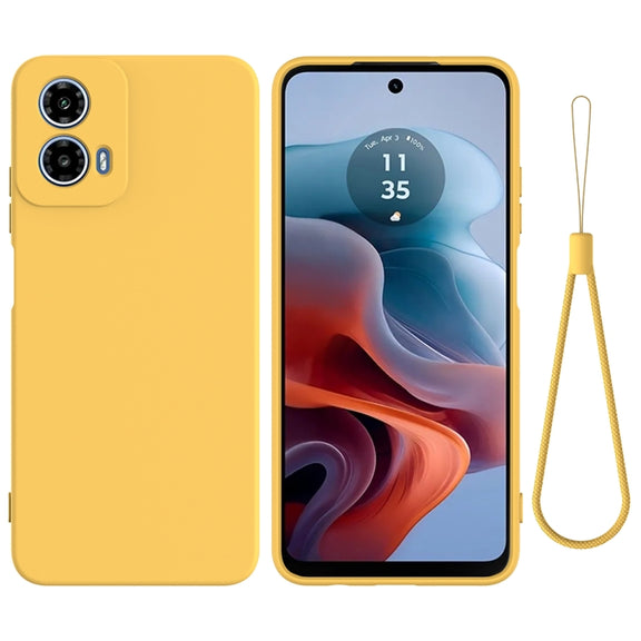 For Motorola Moto G34 Solid Color Liquid Silicone Dropproof Full Coverage Phone Case(Yellow)