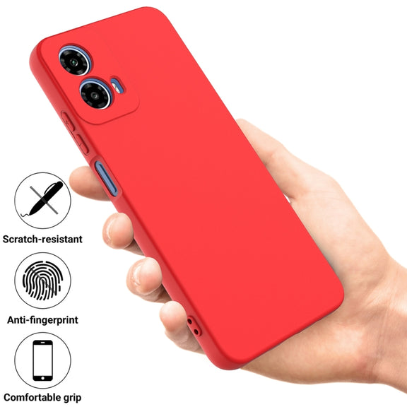 For Motorola Moto G34 Pure Color Liquid Silicone Shockproof Phone Case(Red)