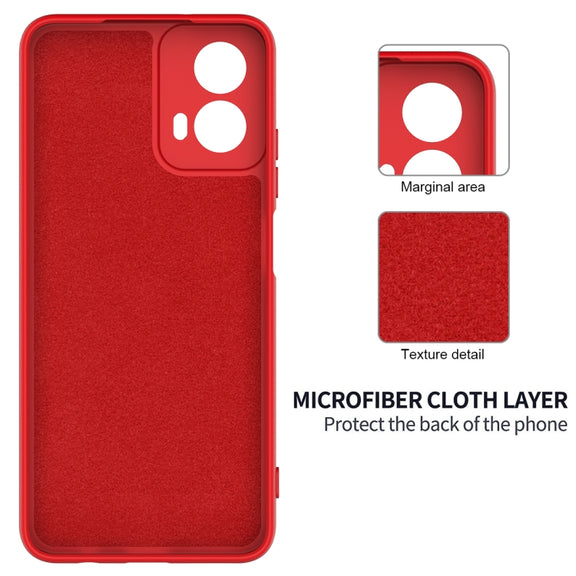 For Motorola Moto G34 Pure Color Liquid Silicone Shockproof Phone Case(Red)