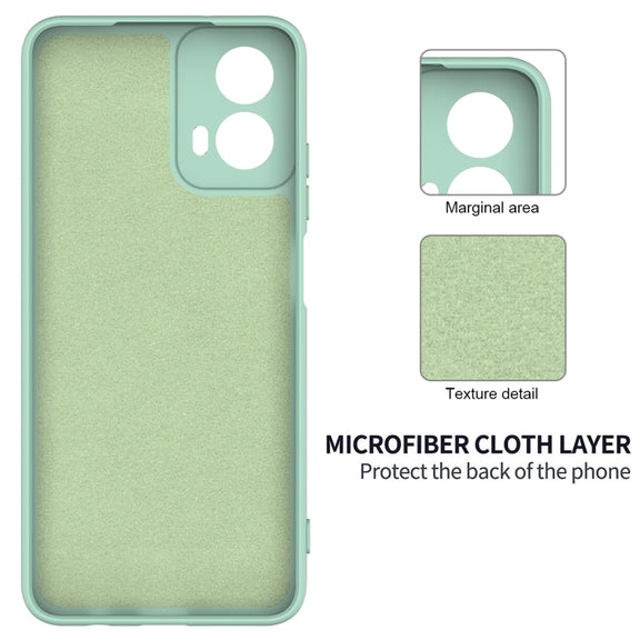 For Motorola Moto G34 Pure Color Liquid Silicone Shockproof Phone Case(Green)